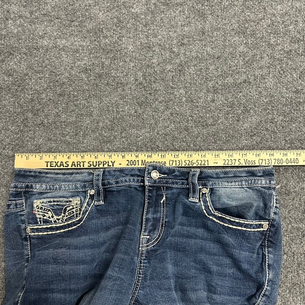 Vigoss Jeans Womens Size 16 Blue Bootcut Embellished Pocket Contrast Stitching - Picture 5 of 10